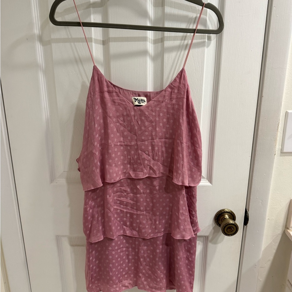 Show Me Your MuMu Dusty Rose Tiered Dot Camisole Dress